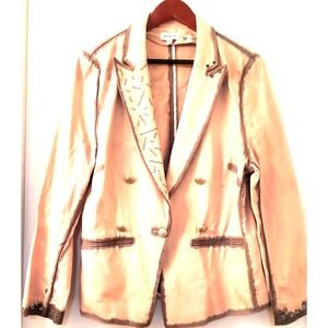 Evereve Blazer XL Customized Dirty Rags by Sarra Lewis Details Rivets Rose/Gray